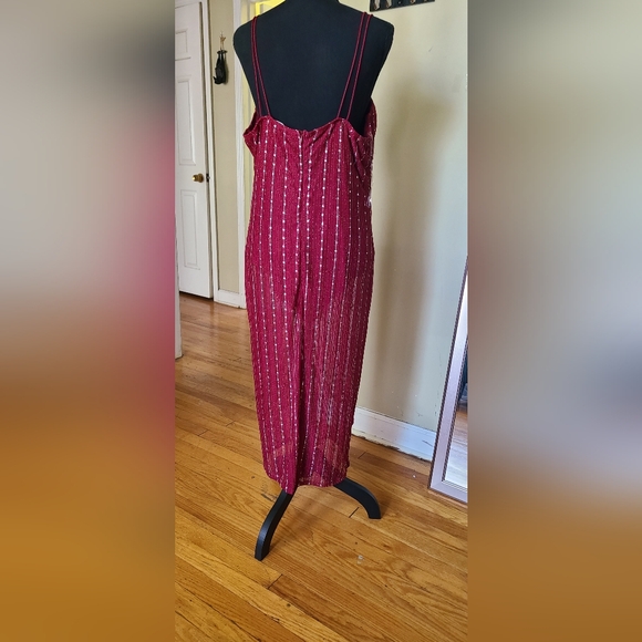 Dolls Kill Burgundy/Silver Maxi Dress (2X) - Picture 2 of 5
